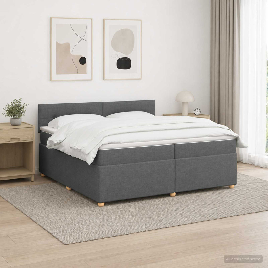 vidaXL Łóżko kontynentalne z materacem ciemnoszary 200 x 200 cm
