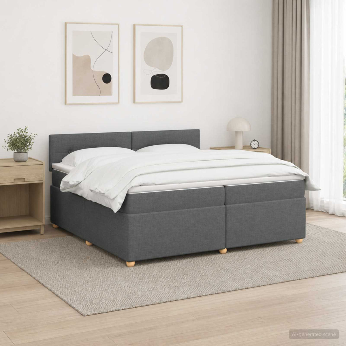 vidaXL Łóżko kontynentalne z materacem ciemnoszary 200 x 200 cm