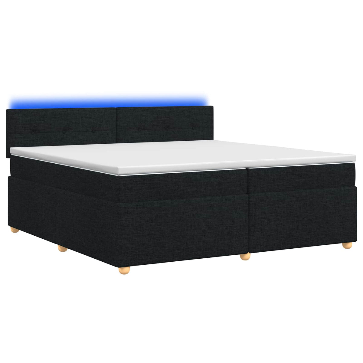 vidaXL Łóżko kontynentalne z materacem Czarny 200 x 200 cm tkanina