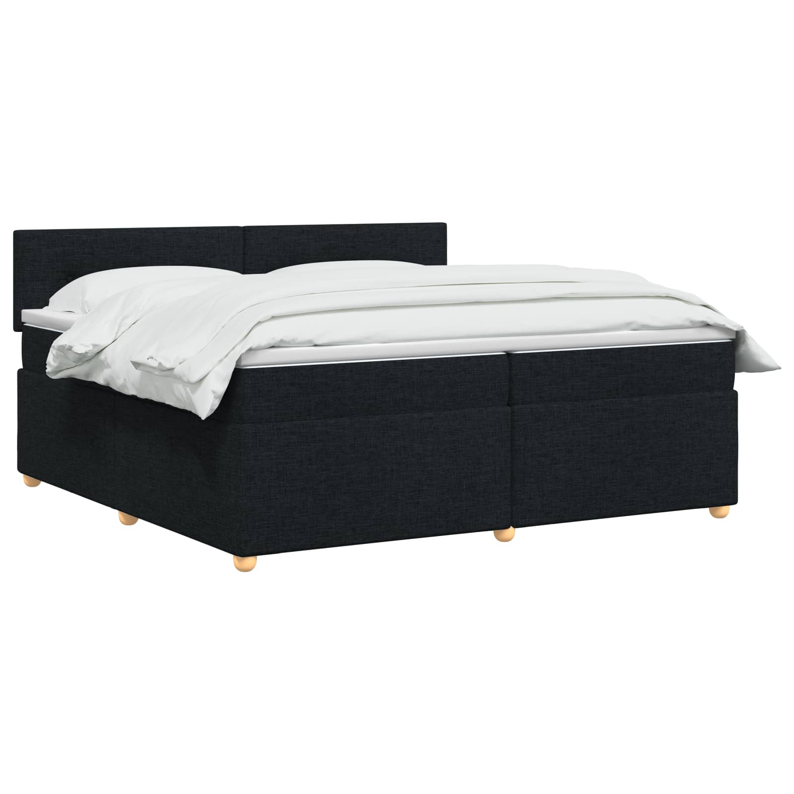 vidaXL Łóżko kontynentalne z materacem Czarny 200 x 200 cm tkanina