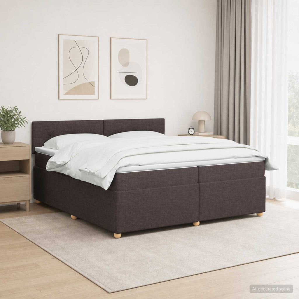 vidaXL Łóżko kontynentalne z materacem Ciemny brąz 200 x 200 cm