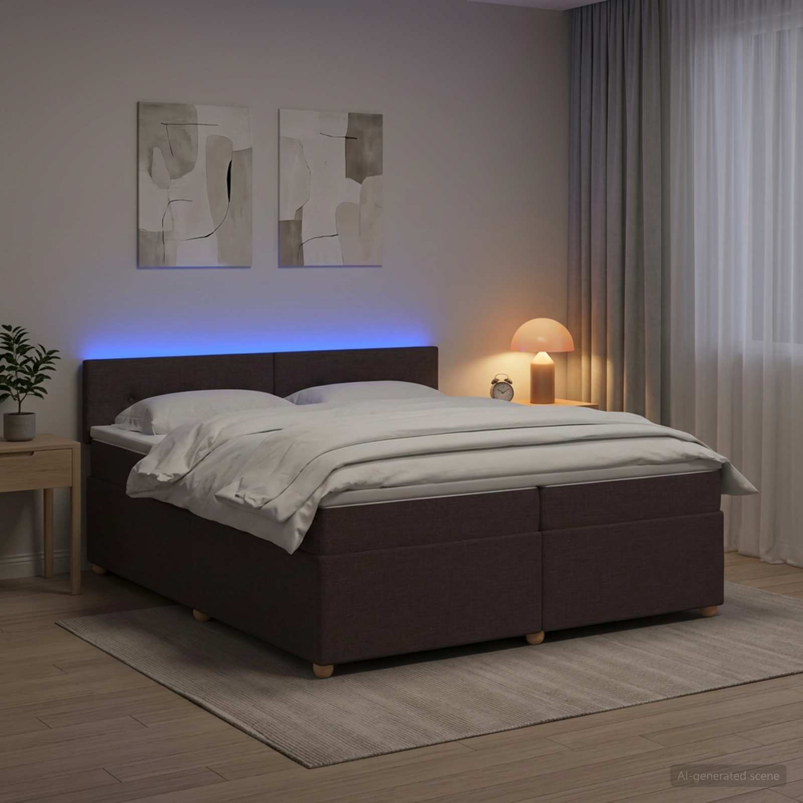 vidaXL Łóżko kontynentalne z materacem Ciemny brąz 200 x 200 cm