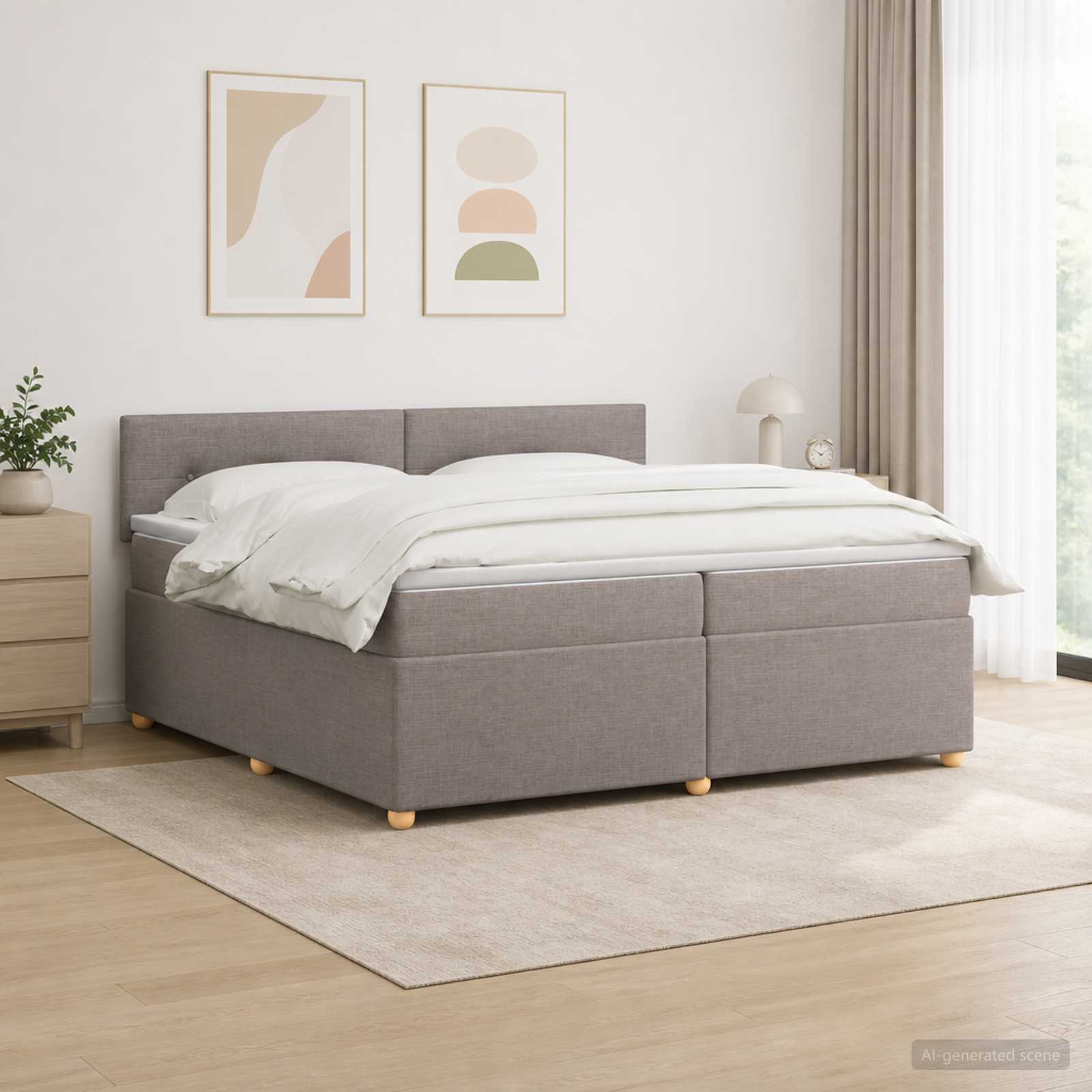 vidaXL Łóżko kontynentalne z materacem Ciemnoszary 200 x 200 cm