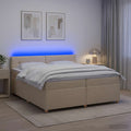 vidaXL Łóżko kontynentalne z materacem kremowy 200 x 200 cm tkanina