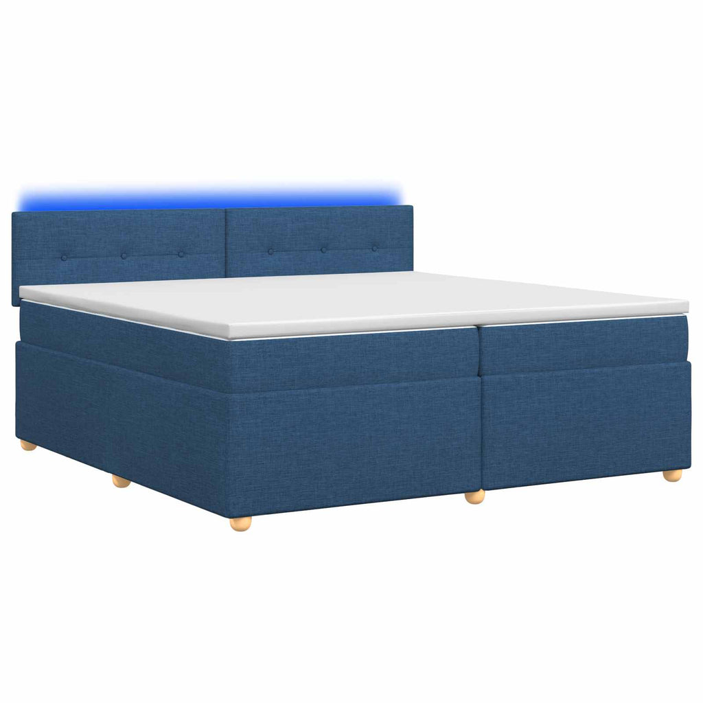 vidaXL Łóżko kontynentalne z materacem niebieski 200 x 200 cm tkanina