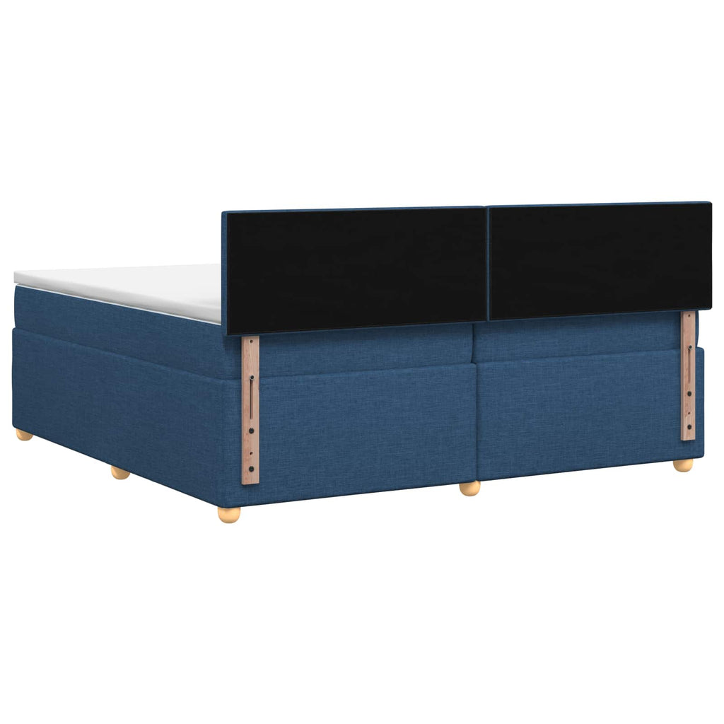 vidaXL Łóżko kontynentalne z materacem niebieski 200 x 200 cm tkanina