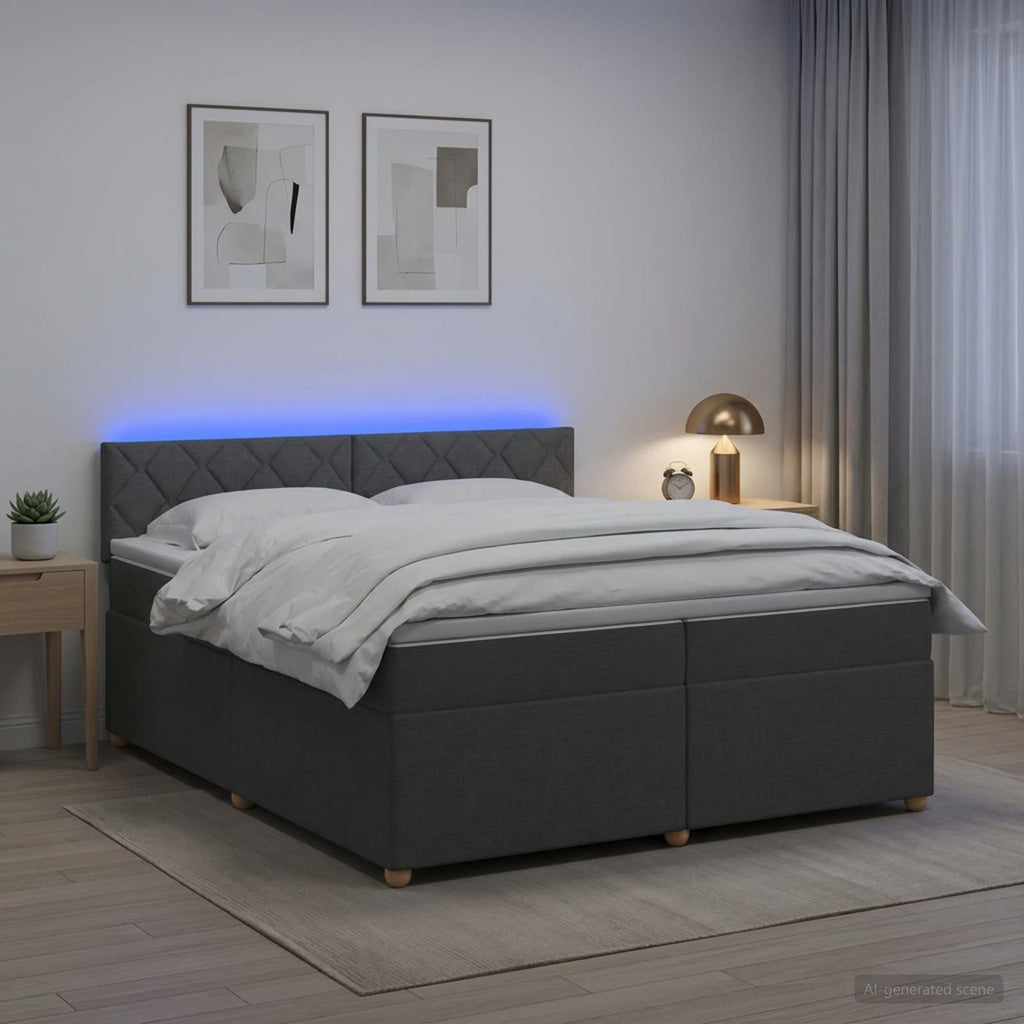 vidaXL Łóżko kontynentalne z materacem ciemnoszary 200 x 200 cm