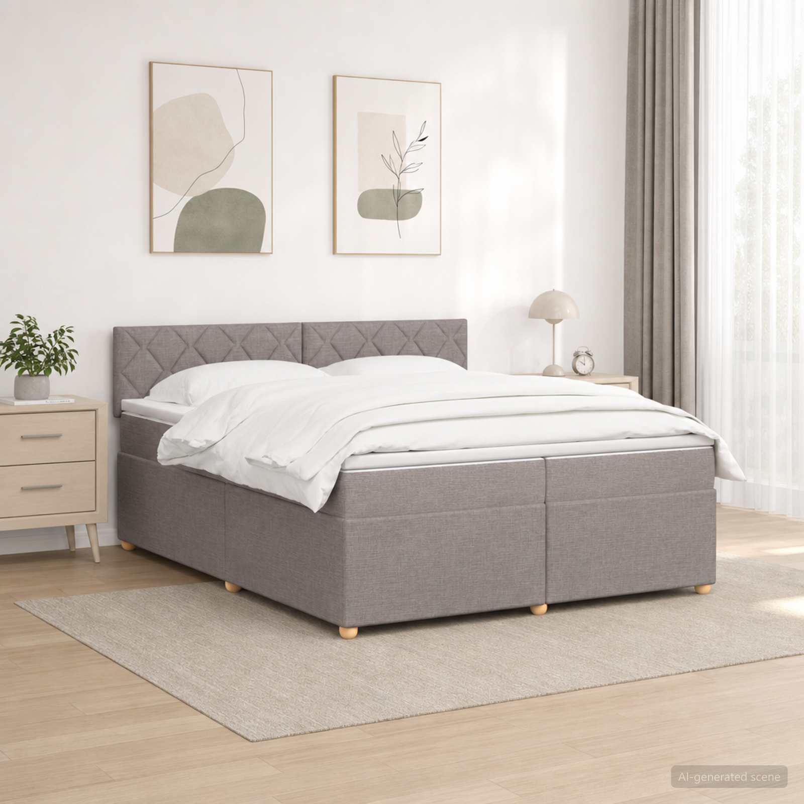 vidaXL Łóżko kontynentalne z materacem Ciemnoszary 200 x 200 cm