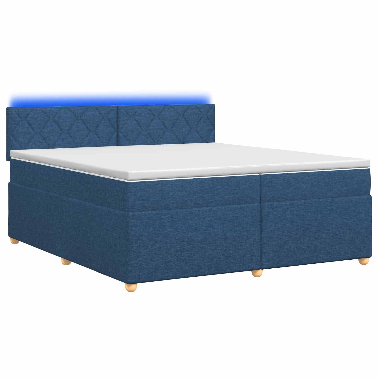 vidaXL Łóżko kontynentalne z materacem niebieski 200 x 200 cm tkanina