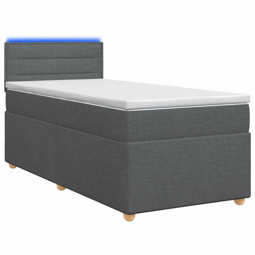 vidaXL Łóżko Box Spring z materacem i LED ciemnoszary 90 x 190 cm