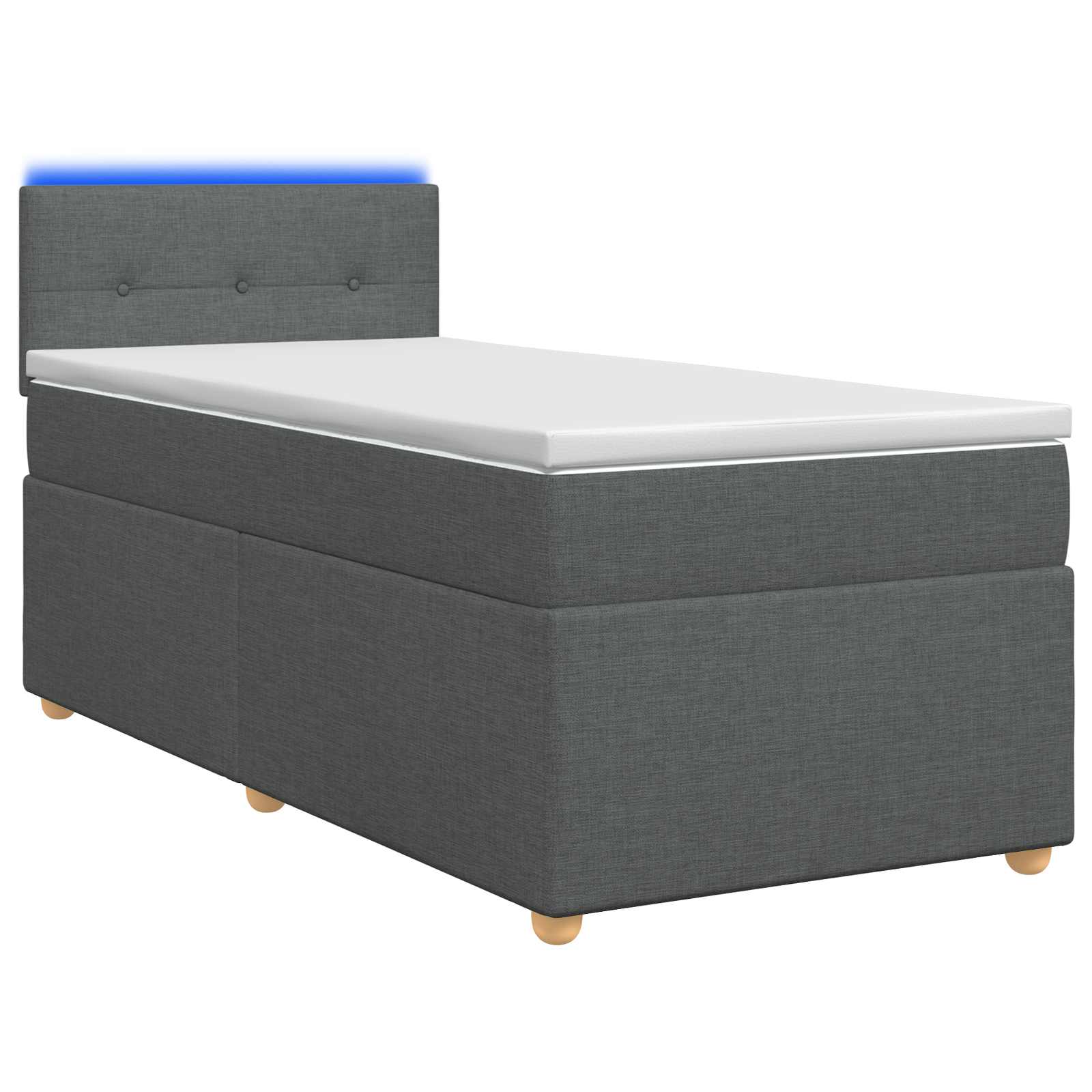 vidaXL Łóżko Box Spring z materacem i LED ciemnoszary 90 x 190 cm