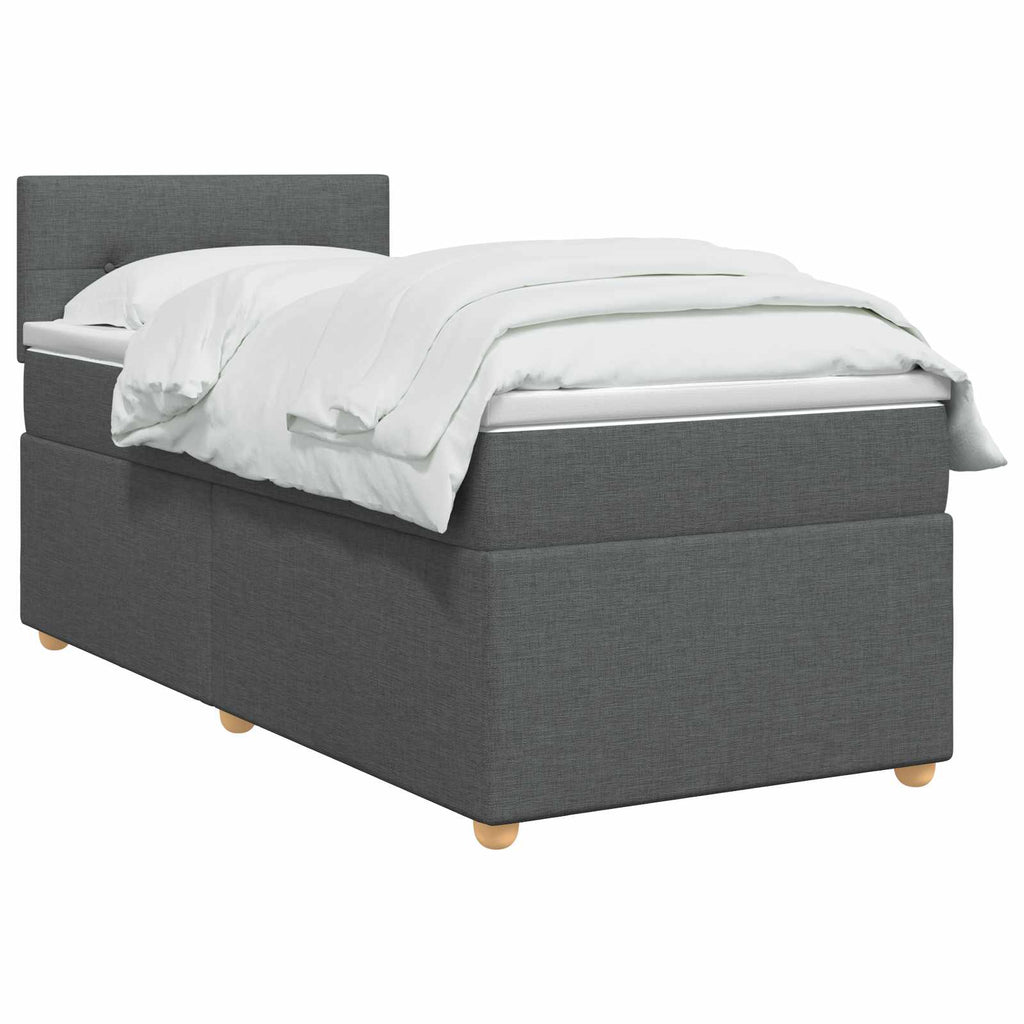 vidaXL Łóżko Box Spring z materacem i LED ciemnoszary 90 x 190 cm