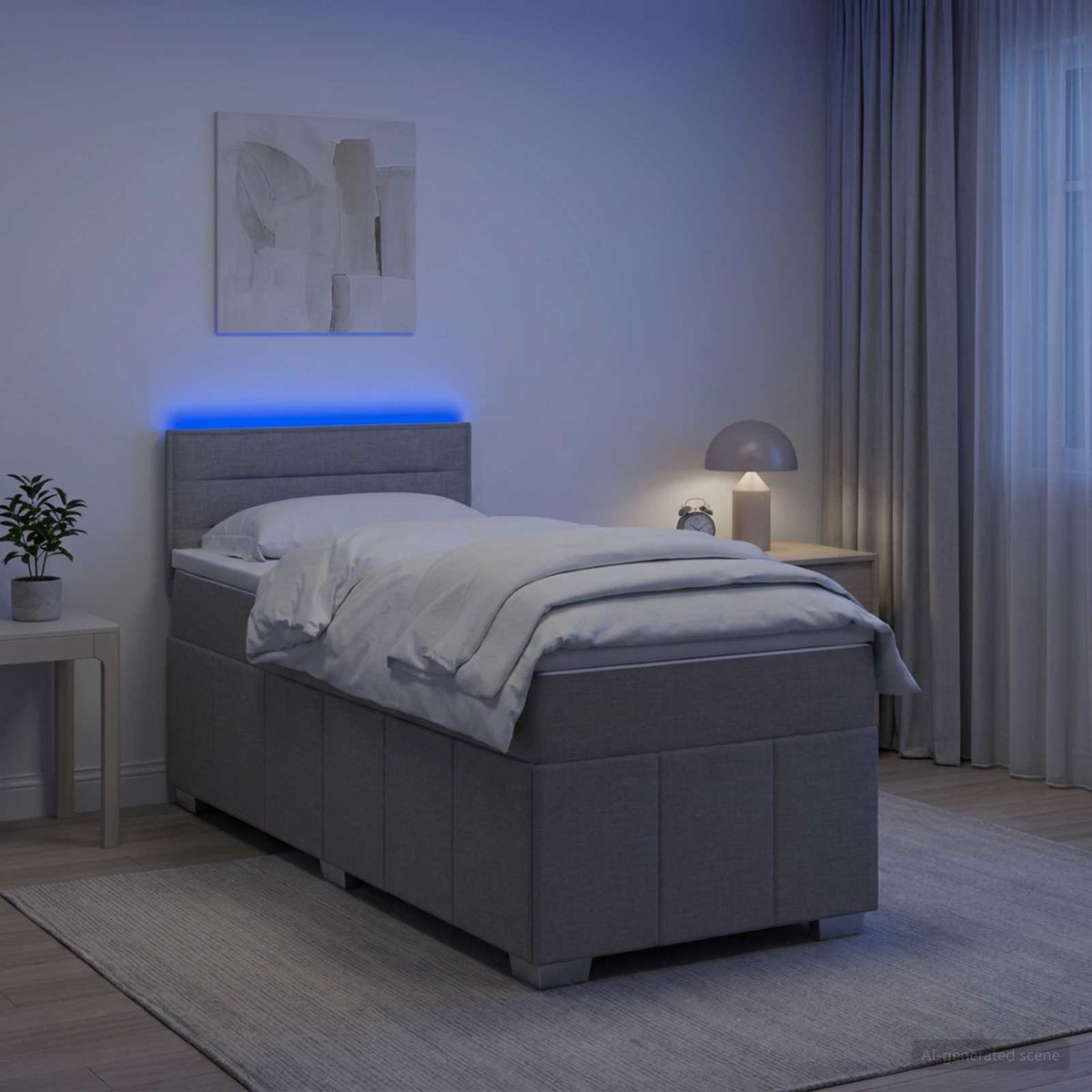 vidaXL Łóżko kontynentalne z materacem jasnoszary 90 x 200 cm tkanina