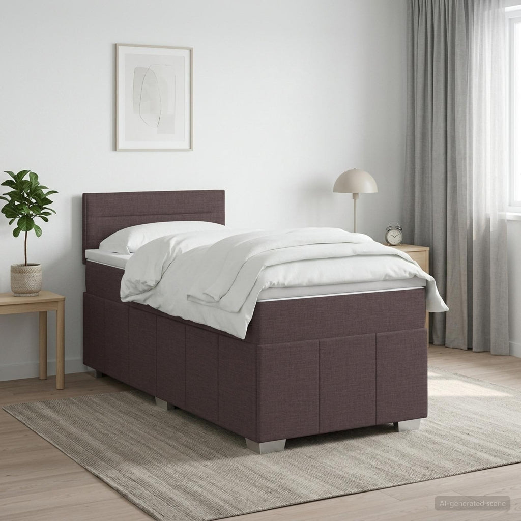 vidaXL Łóżko kontynentalne z materacem Ciemny brąz 100 x 200 cm