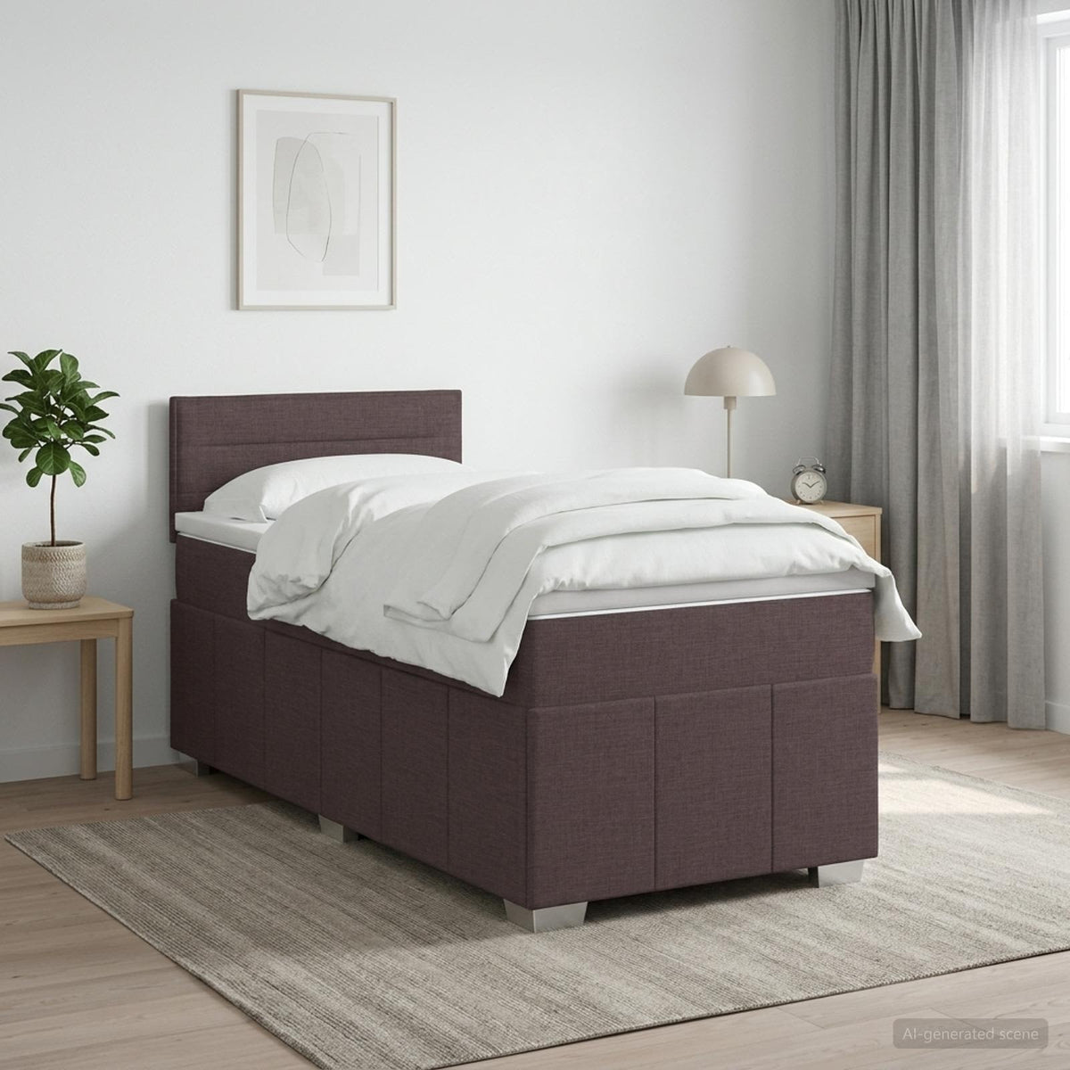 vidaXL Łóżko kontynentalne z materacem Ciemny brąz 100 x 200 cm