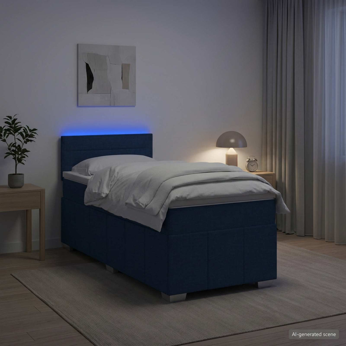 vidaXL Łóżko kontynentalne z materacem niebieski 90 x 200 cm tkanina
