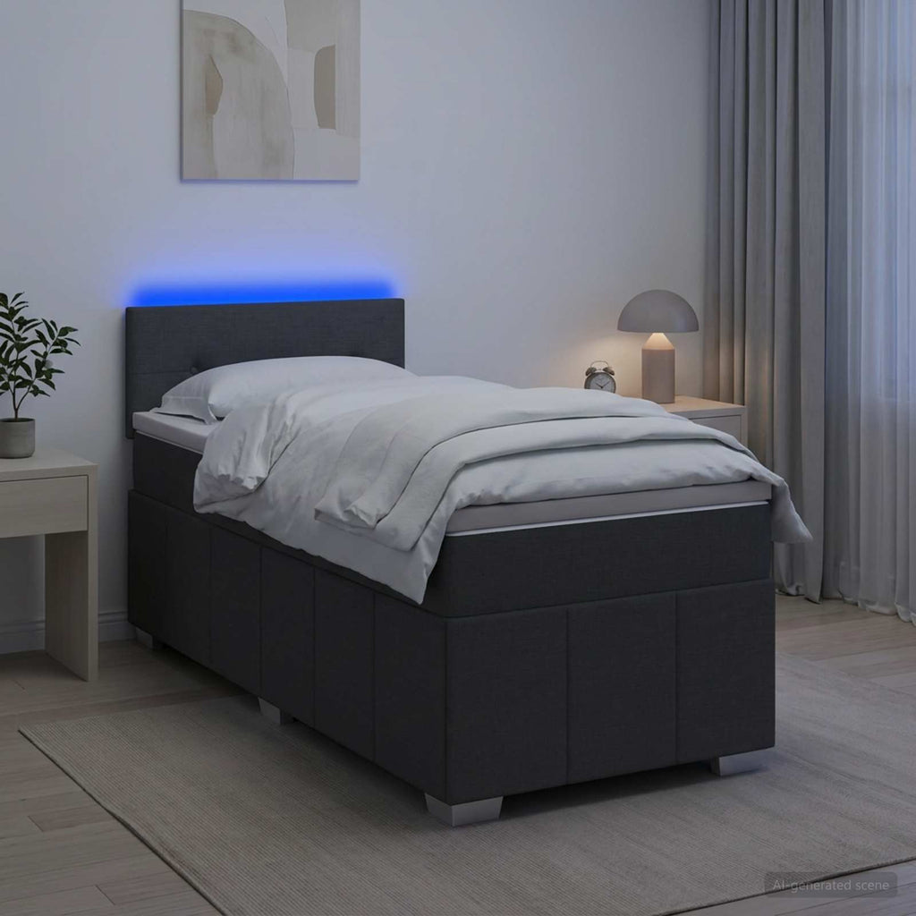 vidaXL Łóżko kontynentalne z materacem ciemnoszary 90 x 190 cm tkanina