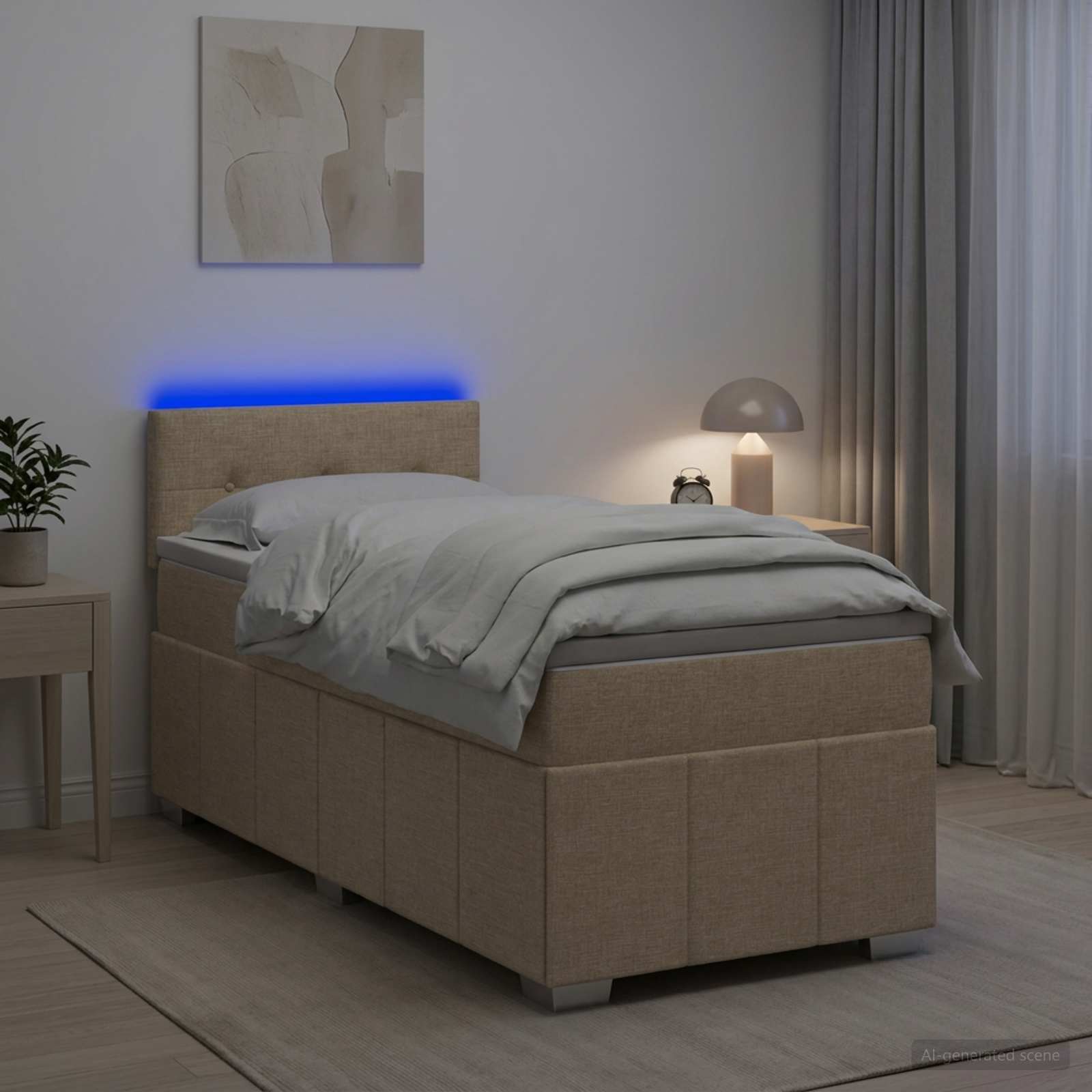 vidaXL Łóżko kontynentalne z materacem kremowy 80 x 200 cm tkanina