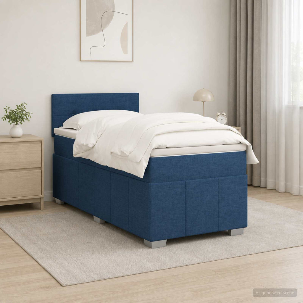 vidaXL Łóżko kontynentalne z materacem niebieski 100 x 200 cm tkanina