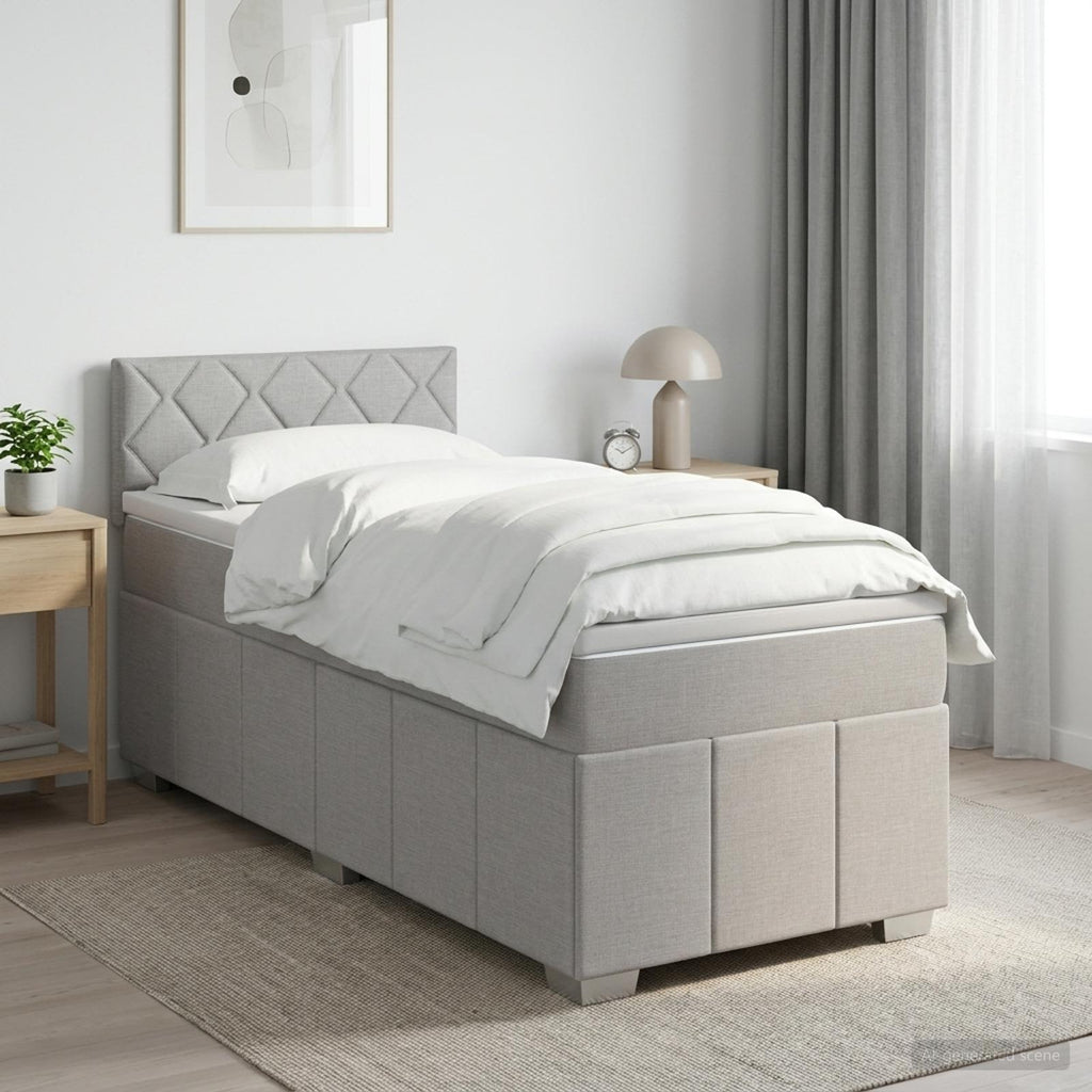 vidaXL Łóżko kontynentalne z materacem jasnoszary 100 x 200 cm tkanina