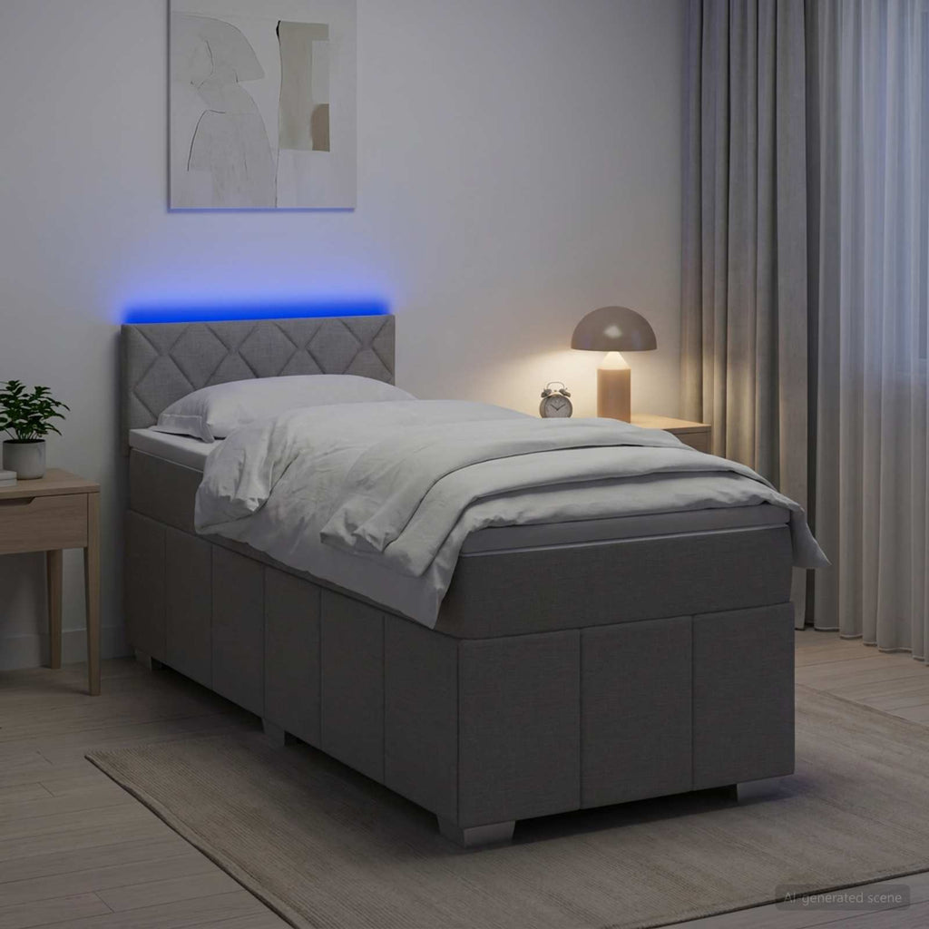 vidaXL Łóżko kontynentalne z materacem jasnoszary 100 x 200 cm tkanina
