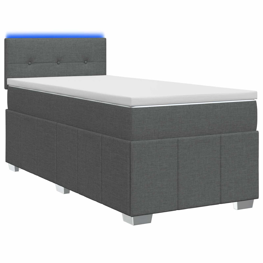 vidaXL Łóżko kontynentalne z materacem ciemnoszary 90 x 190 cm tkanina