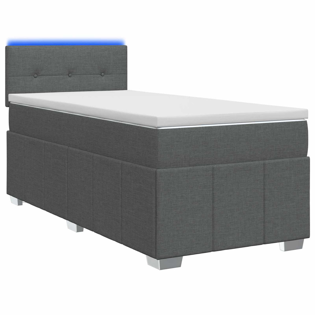 vidaXL Łóżko kontynentalne z materacem ciemnoszary 90 x 190 cm tkanina
