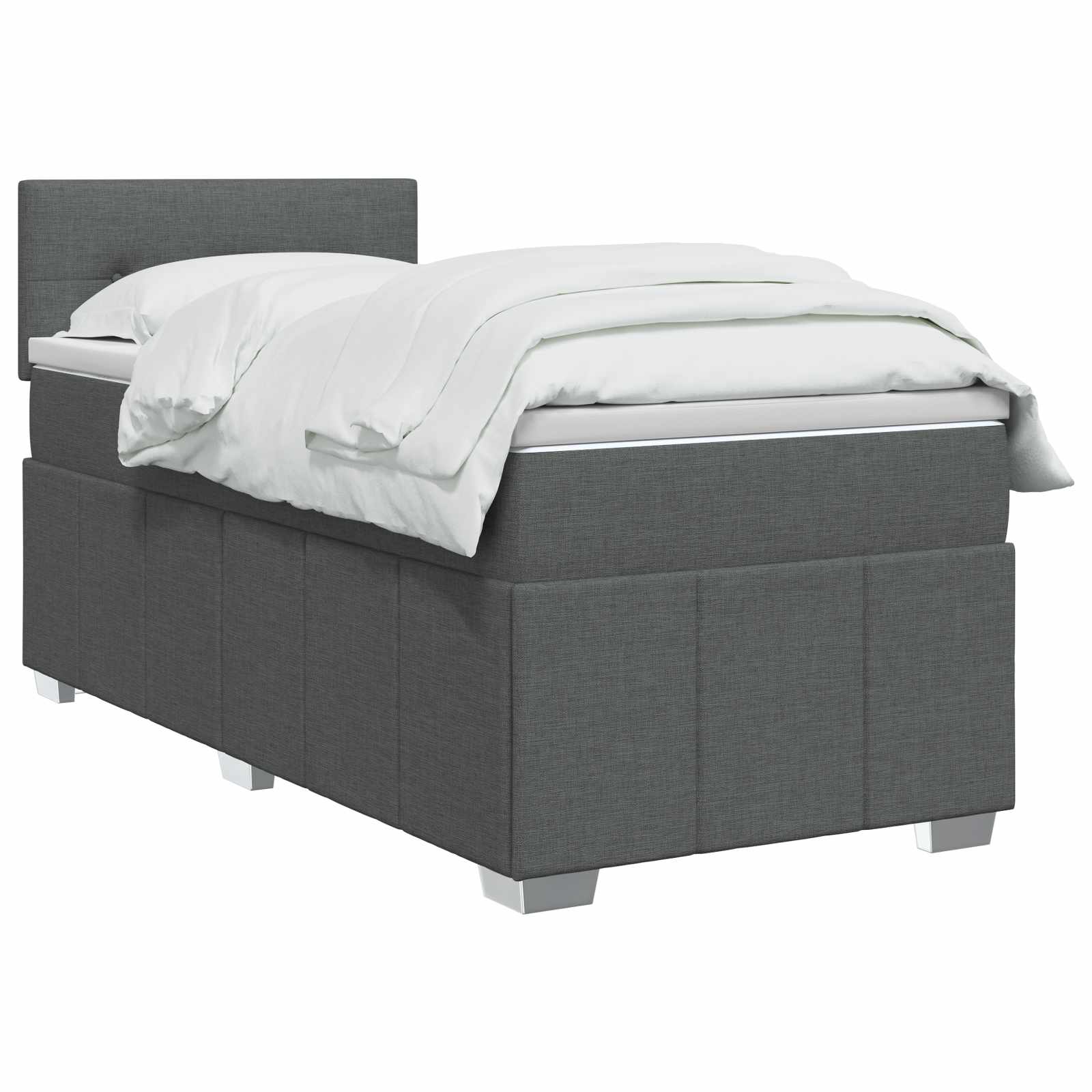 vidaXL Łóżko kontynentalne z materacem ciemnoszary 90 x 190 cm tkanina