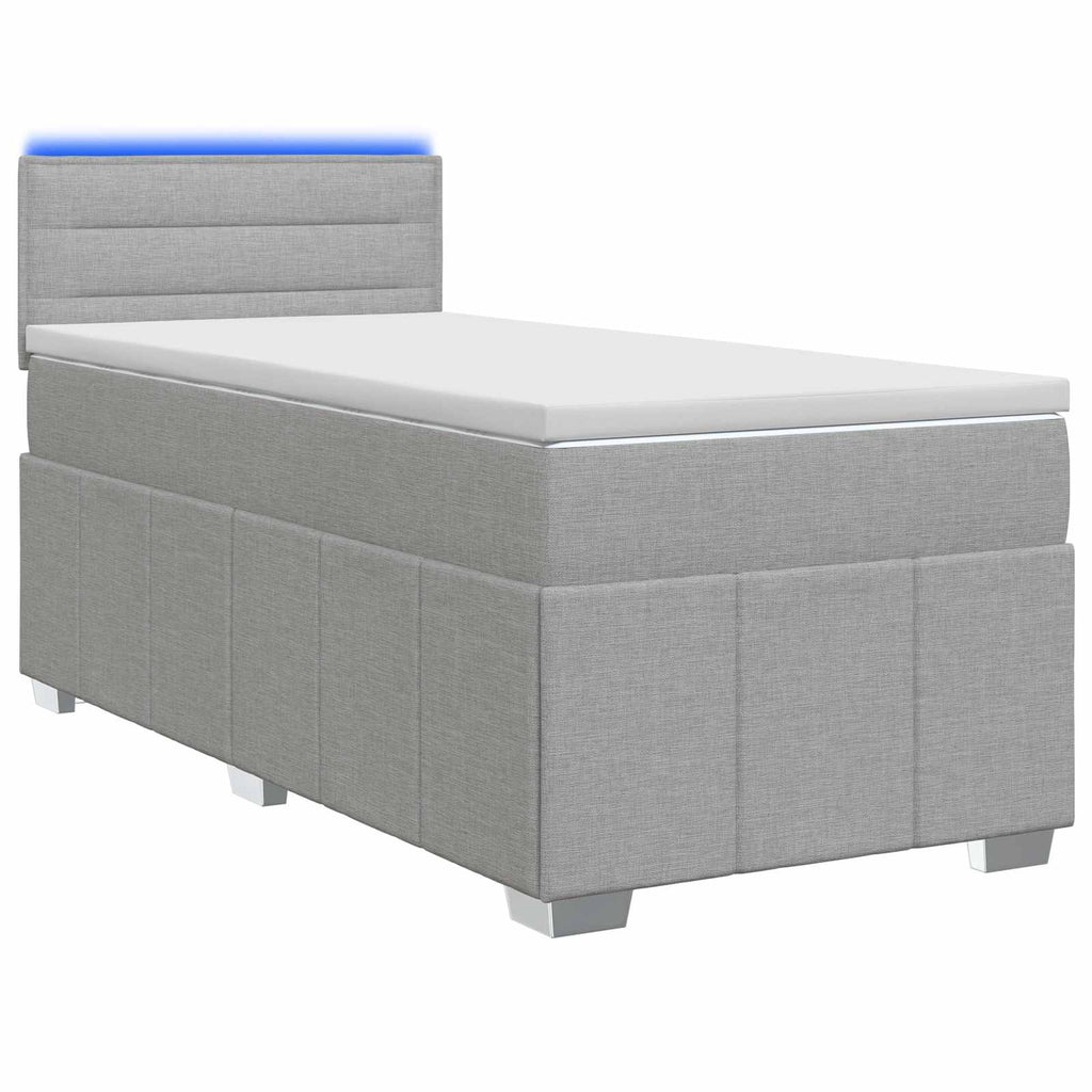 vidaXL Łóżko kontynentalne z materacem jasnoszary 90 x 200 cm tkanina
