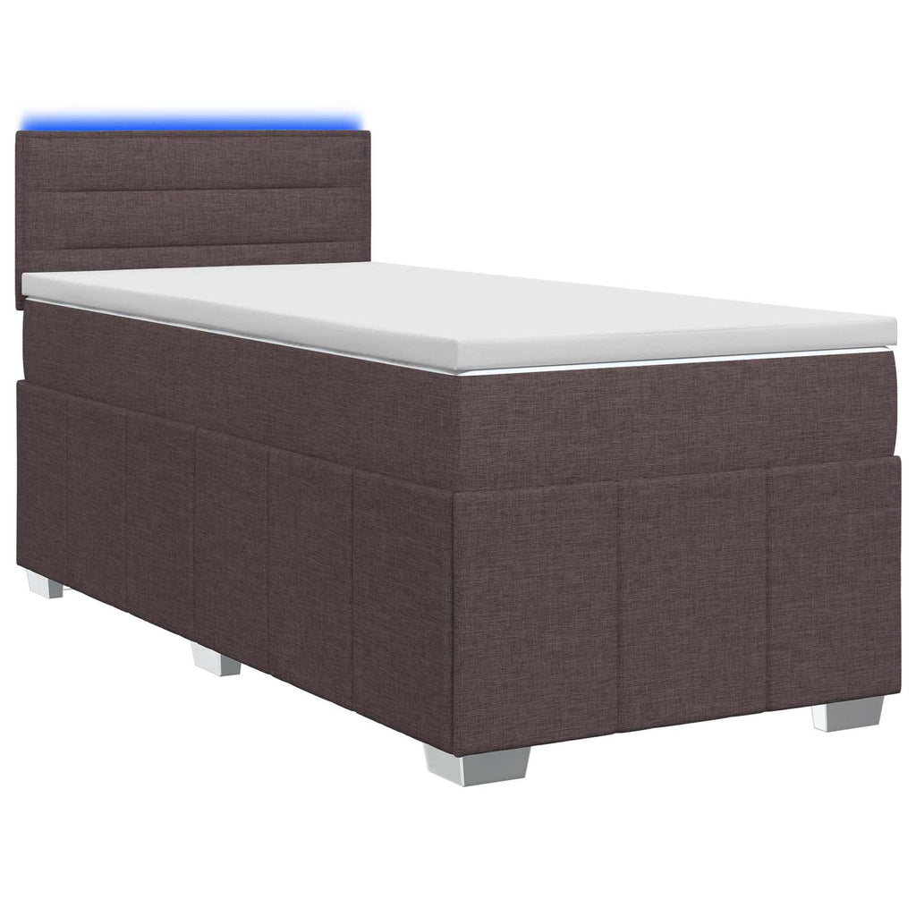 vidaXL Łóżko kontynentalne z materacem Ciemny brąz 90 x 200 cm tkanina