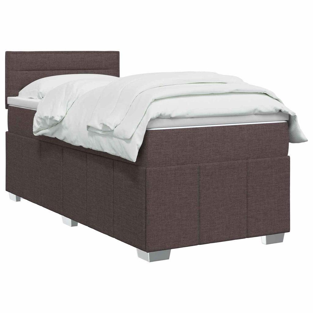 vidaXL Łóżko kontynentalne z materacem Ciemny brąz 90 x 200 cm tkanina