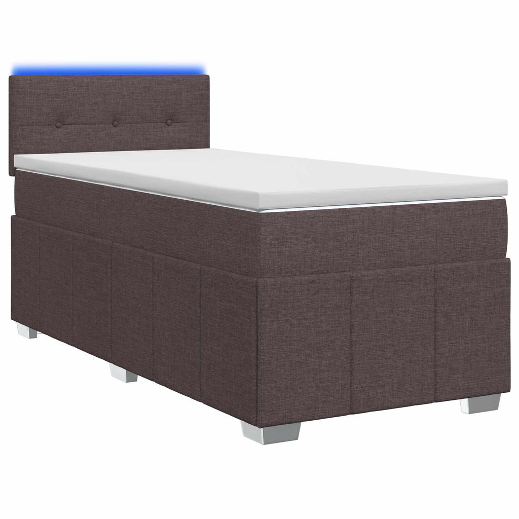 vidaXL Łóżko kontynentalne z materacem Ciemny brąz 90 x 200 cm tkanina