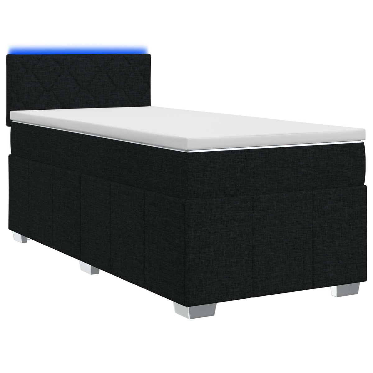vidaXL Łóżko kontynentalne z materacem Czarny 90 x 200 cm tkanina