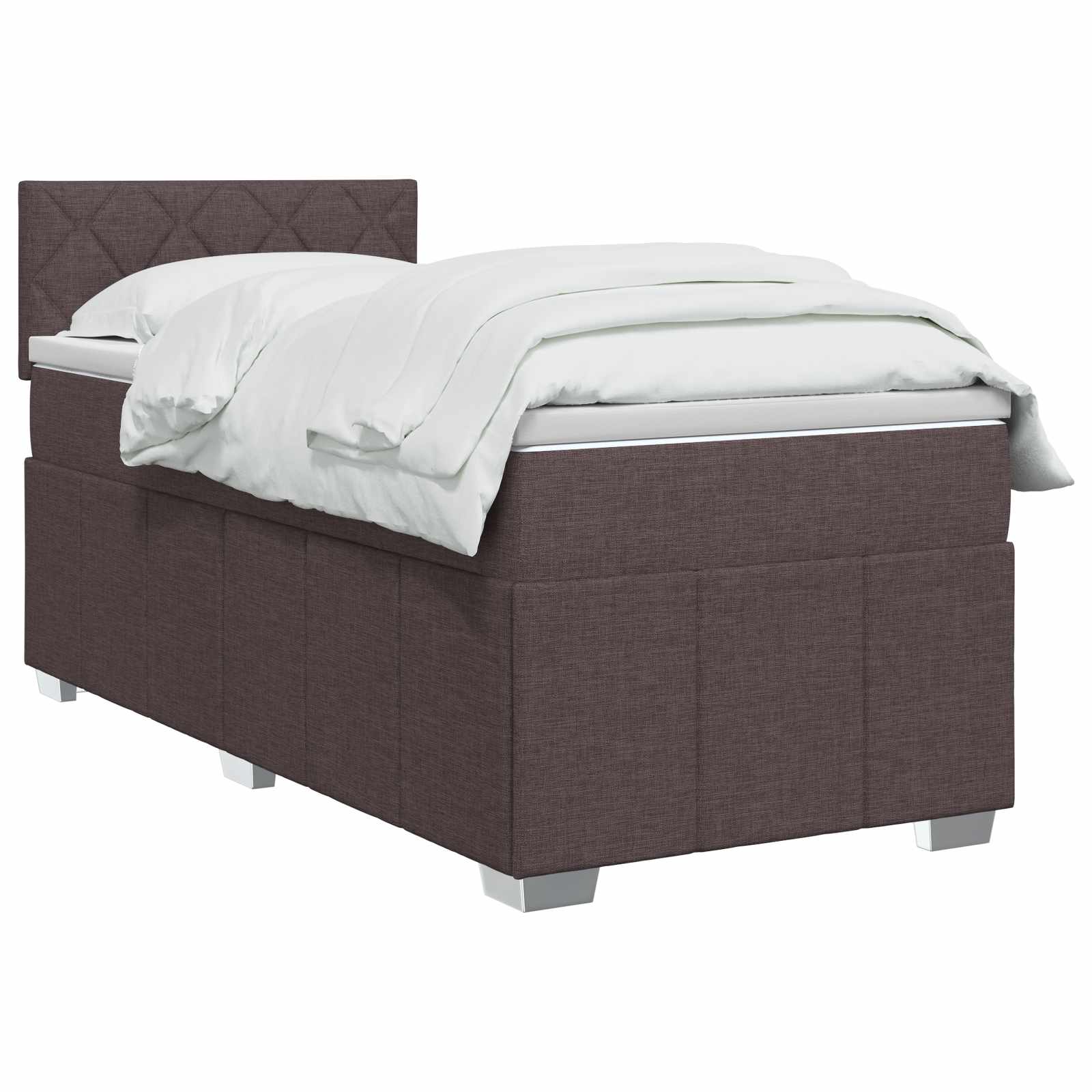 vidaXL Łóżko kontynentalne z materacem Ciemny brąz 90 x 200 cm tkanina