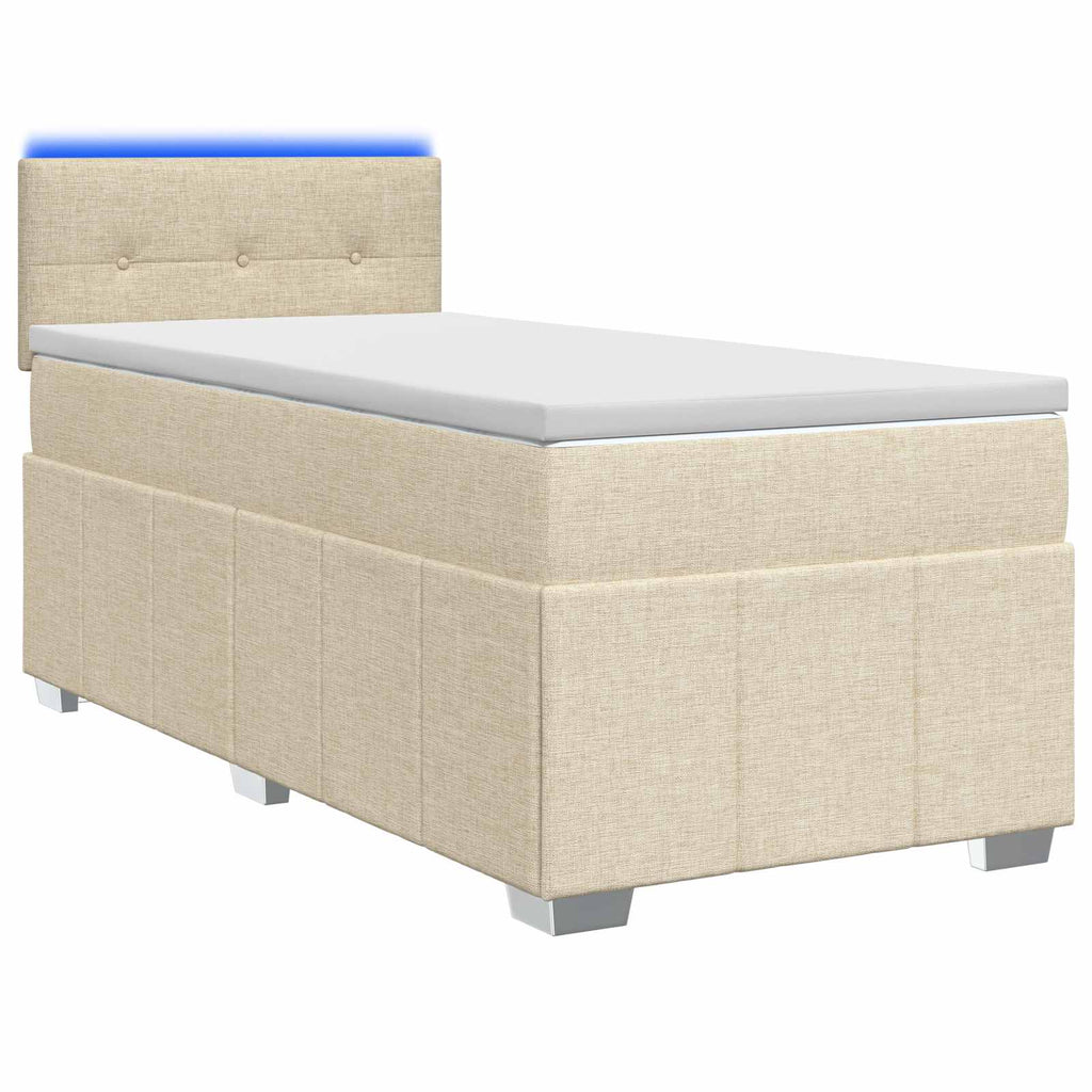 vidaXL Łóżko kontynentalne z materacem kremowy 100 x 200 cm tkanina
