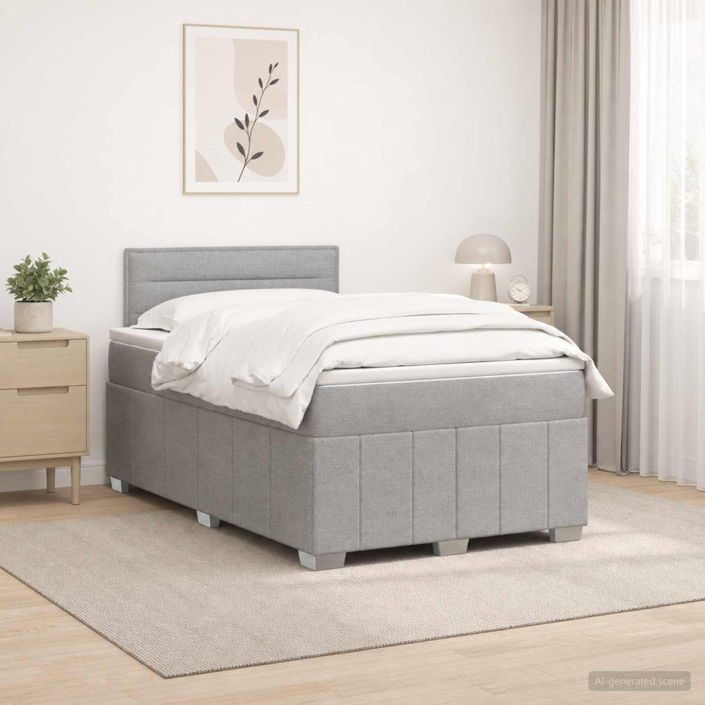 vidaXL Łóżko kontynentalne z materacem jasnoszary 120 x 190 cm tkanina