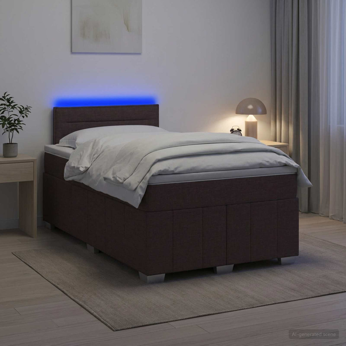 vidaXL Łóżko kontynentalne z materacem Ciemny brąz 120 x 190 cm