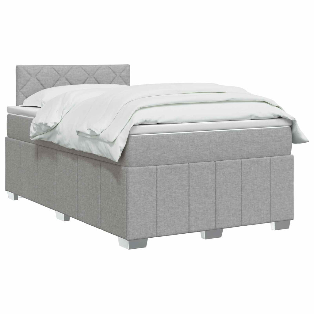 vidaXL Łóżko kontynentalne z materacem jasnoszary 120 x 190 cm tkanina