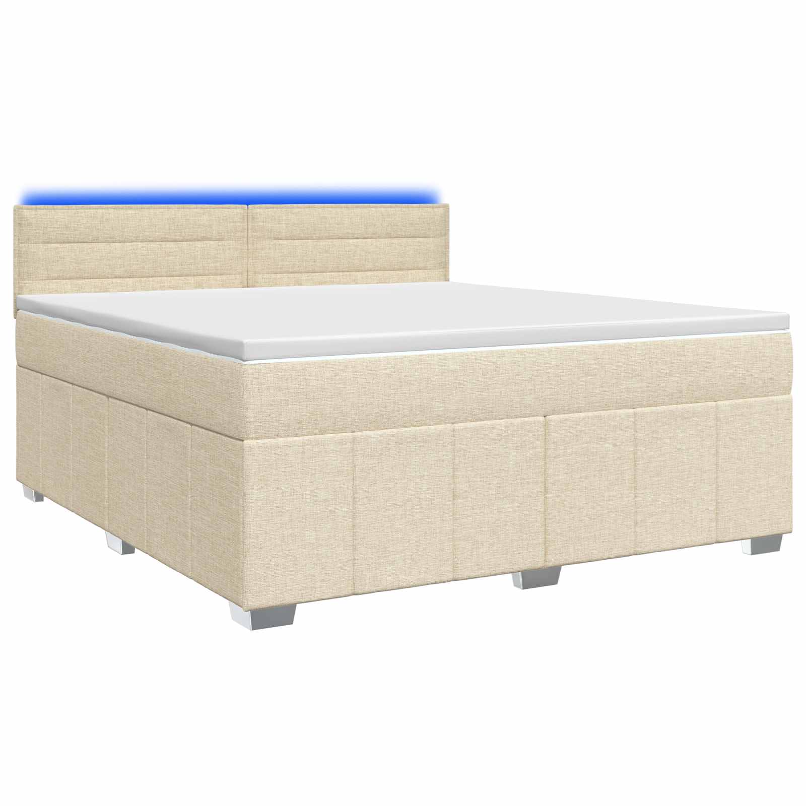 vidaXL Łóżko kontynentalne z materacem kremowy 140 x 190 cm tkanina