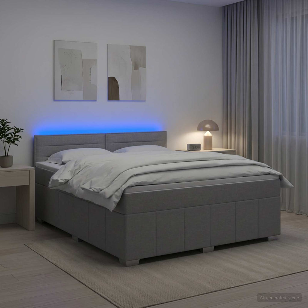 vidaXL Łóżko kontynentalne z materacem jasnoszary 160 x 200 cm tkanina