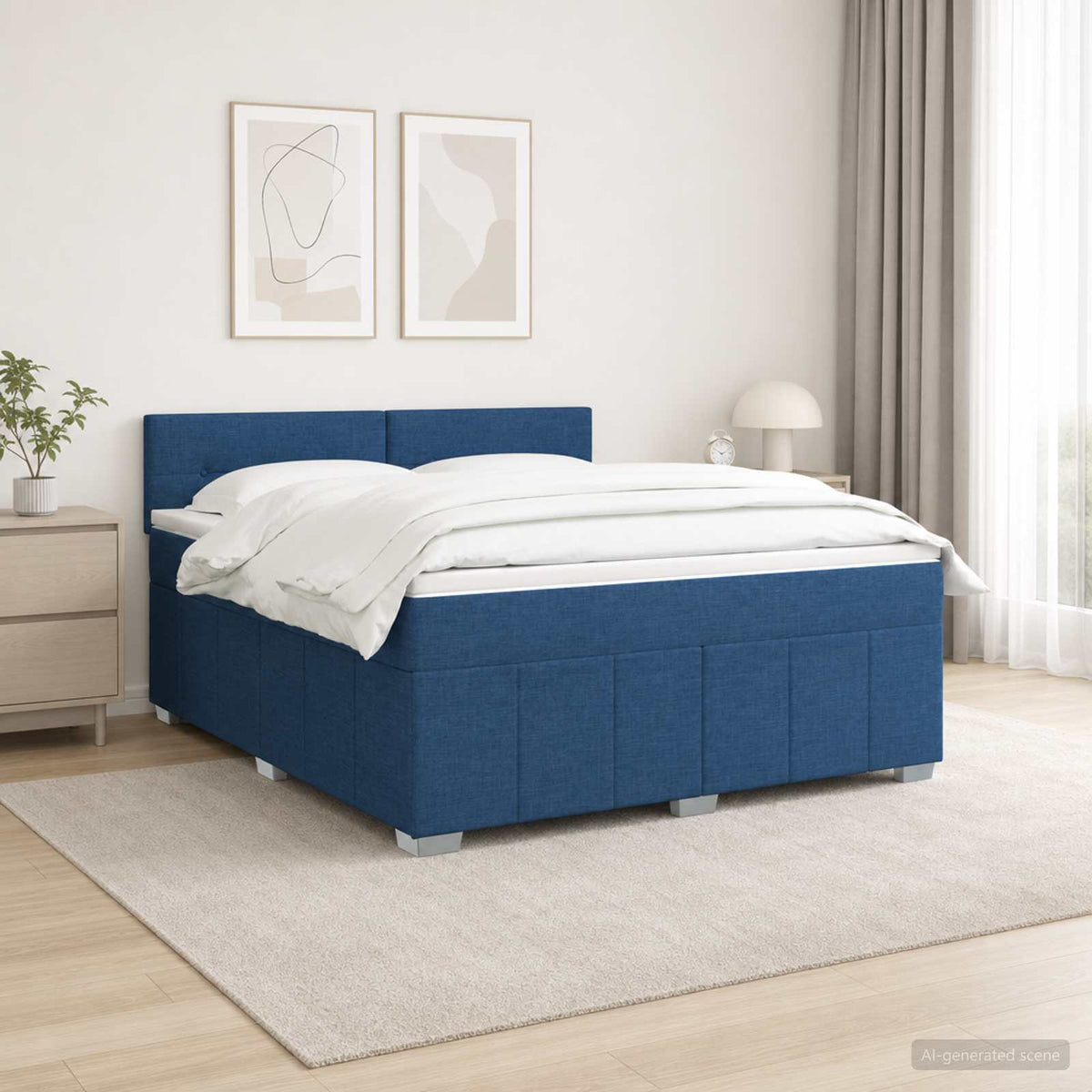 vidaXL Łóżko kontynentalne z materacem niebieski 140 x 190 cm tkanina