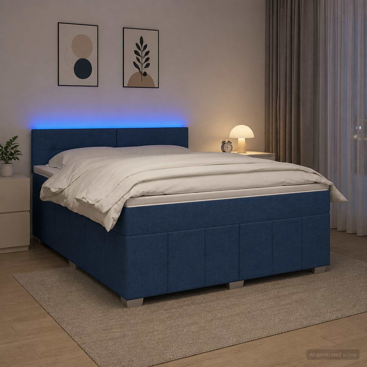 vidaXL Łóżko kontynentalne z materacem niebieski 140 x 190 cm tkanina
