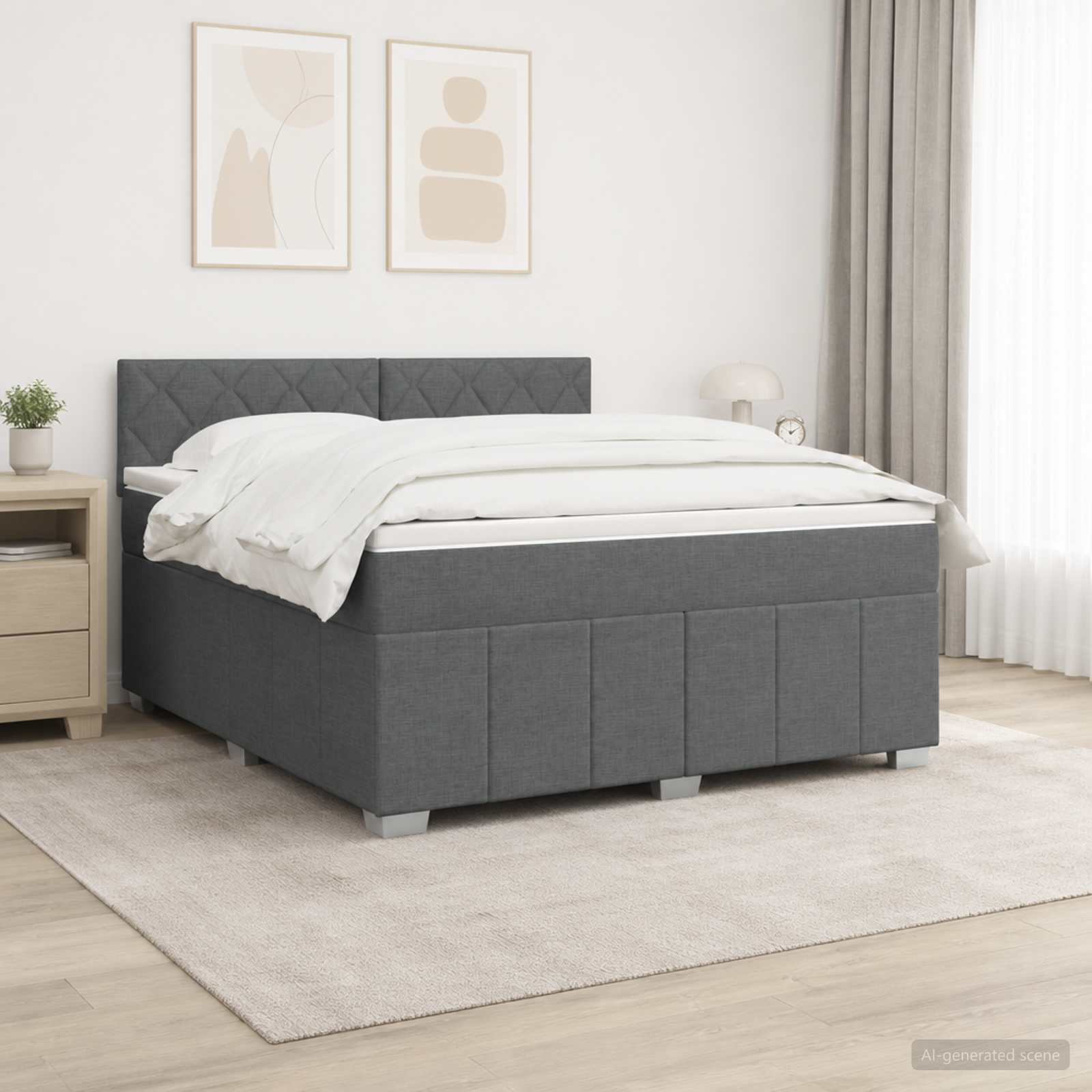 vidaXL Łóżko kontynentalne z materacem ciemnoszary 140 x 190 cm