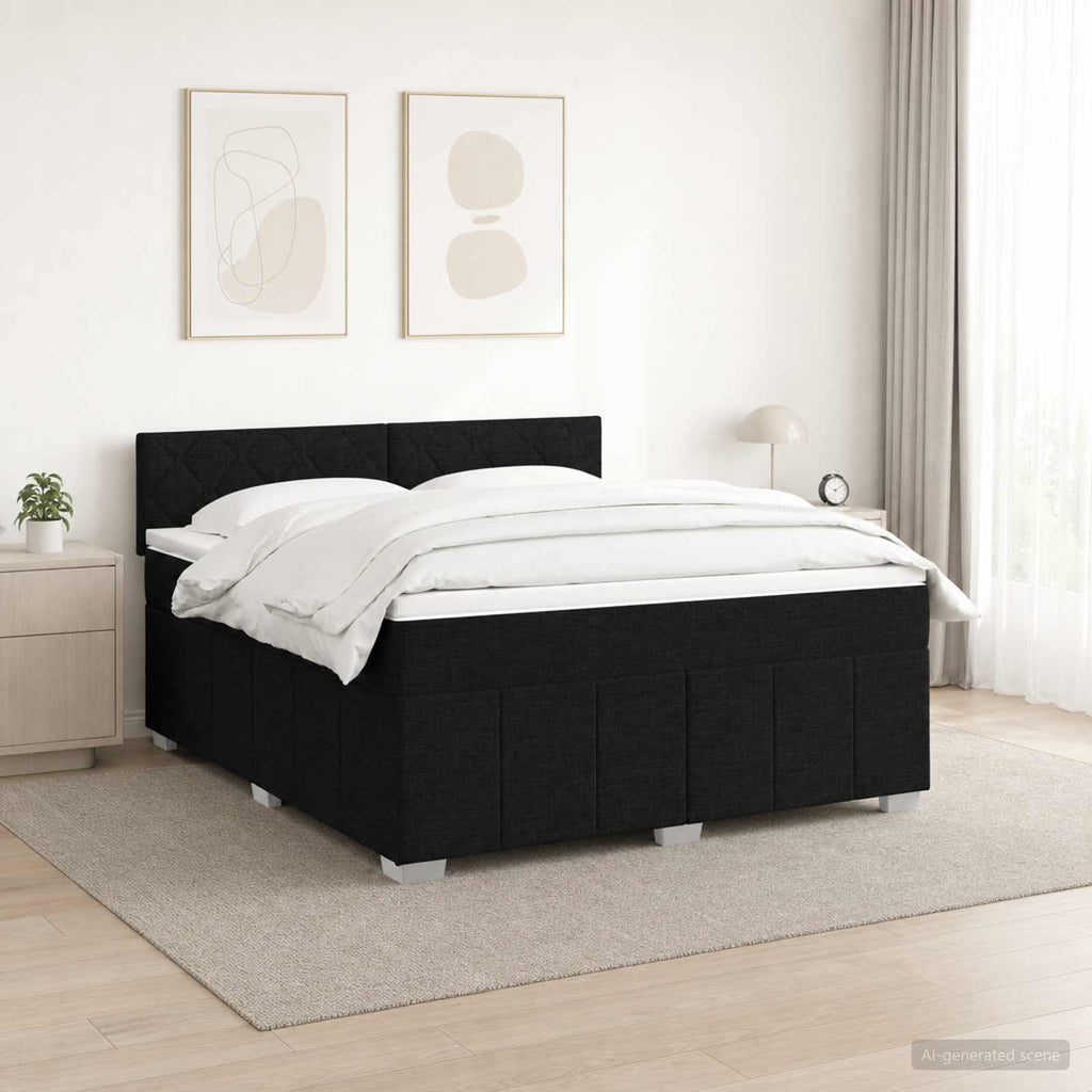 vidaXL Łóżko kontynentalne z materacem Czarny 140 x 190 cm tkanina