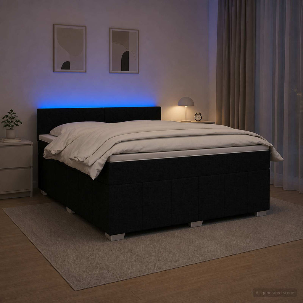 vidaXL Łóżko kontynentalne z materacem Czarny 140 x 190 cm tkanina