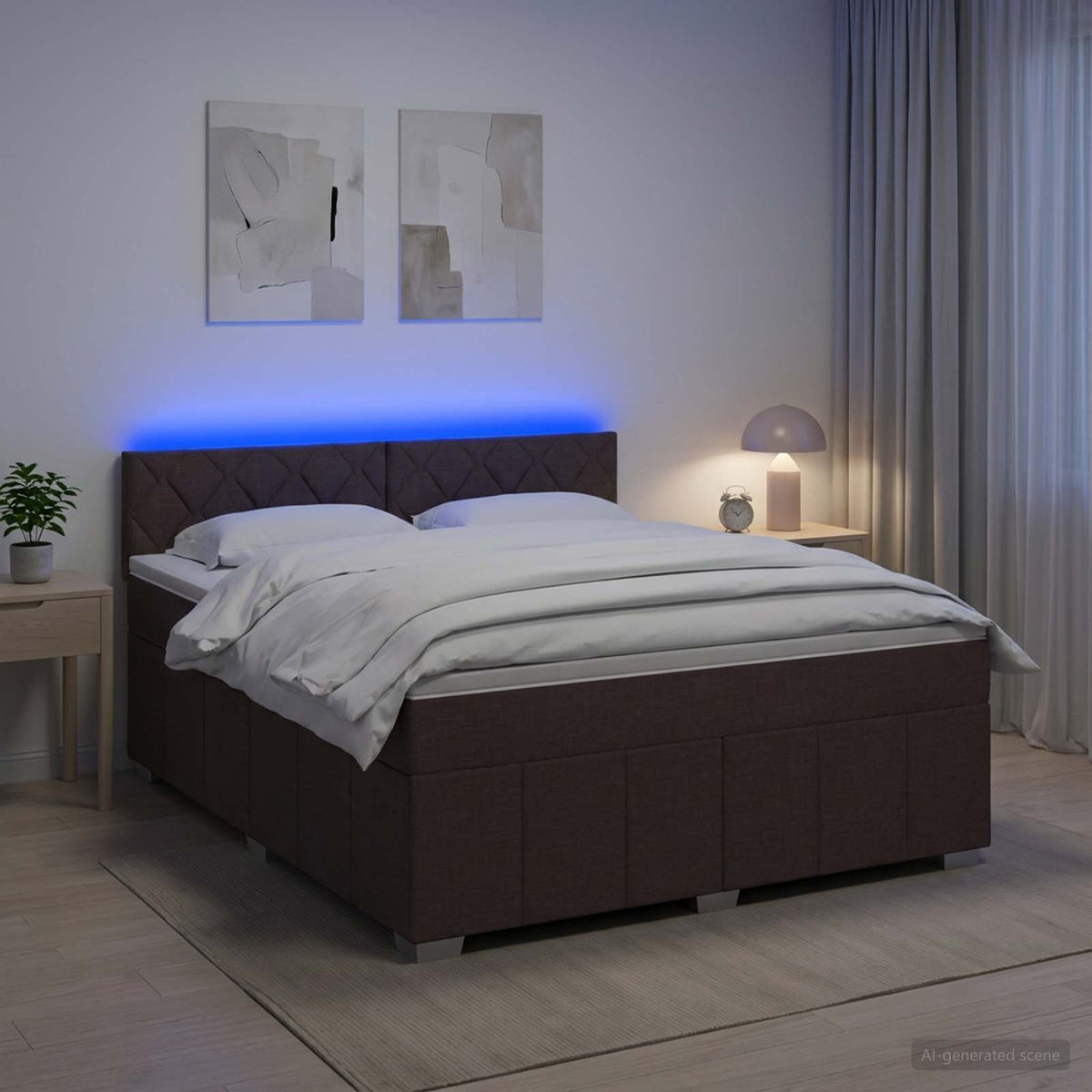 vidaXL Łóżko kontynentalne z materacem Ciemny brąz 180 x 200 cm