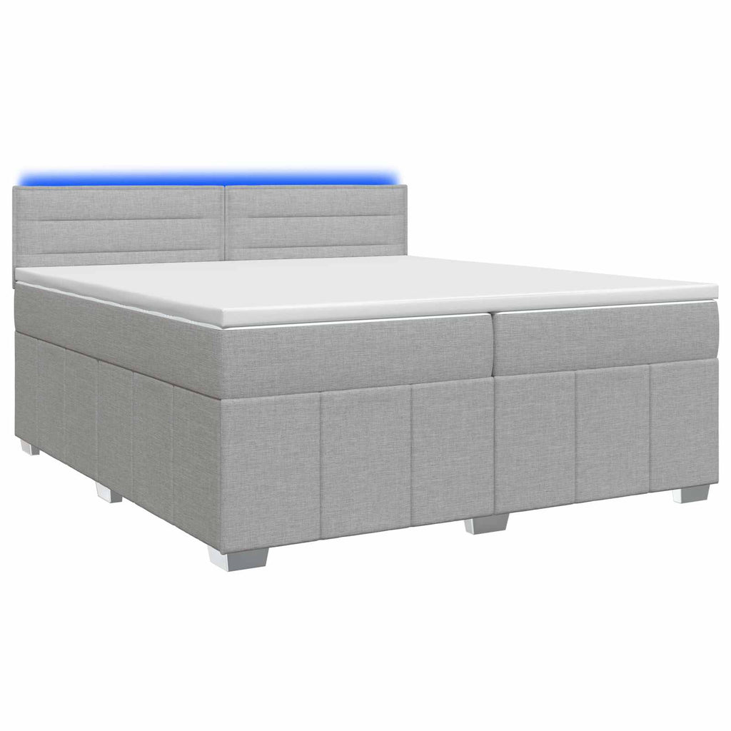 vidaXL Łóżko kontynentalne z materacem jasnoszary 200 x 200 cm tkanina