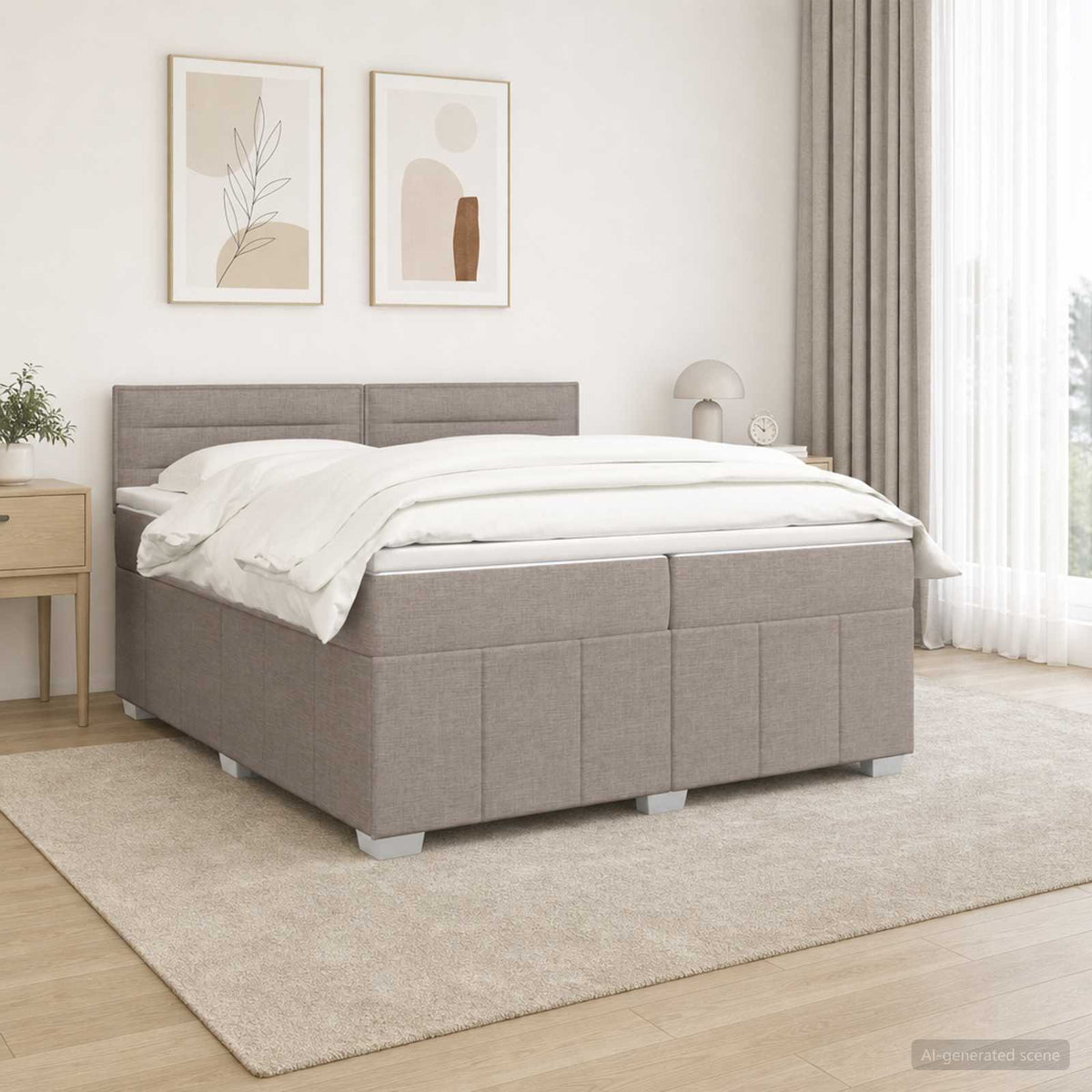 vidaXL Łóżko kontynentalne z materacem Ciemnoszary 200 x 200 cm