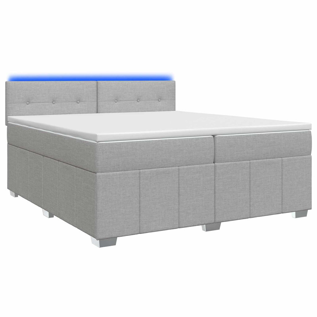 vidaXL Łóżko kontynentalne z materacem jasnoszary 200 x 200 cm tkanina