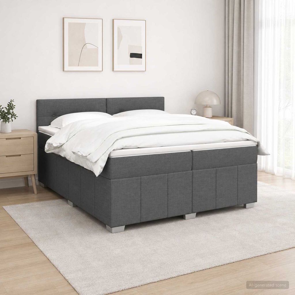 vidaXL Łóżko kontynentalne z materacem ciemnoszary 200 x 200 cm